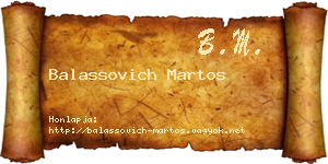 Balassovich Martos névjegykártya